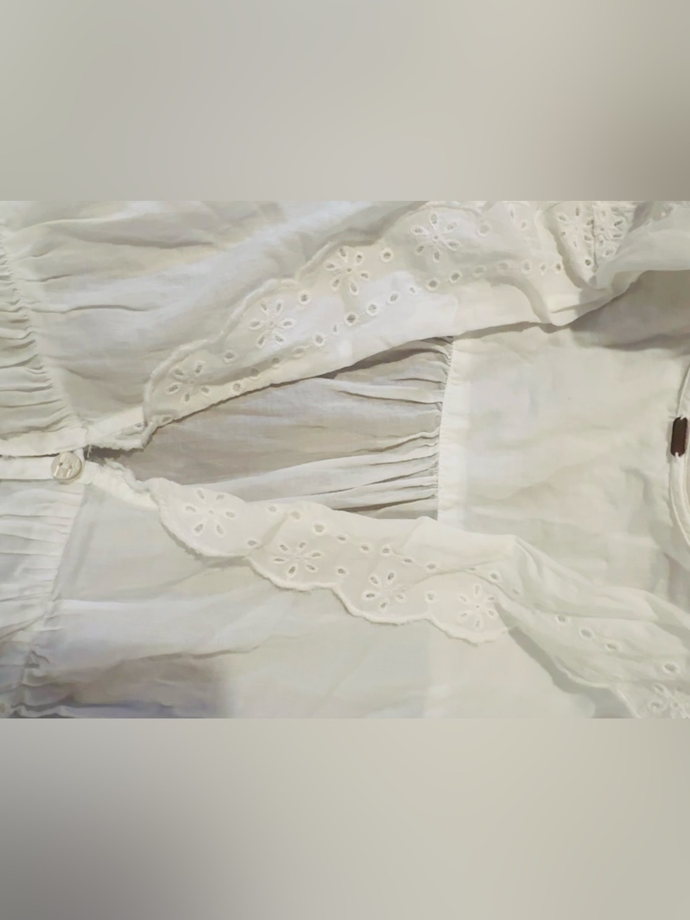 Free People White Eyelet Peplum Button Blouse - Picture 2 of 3